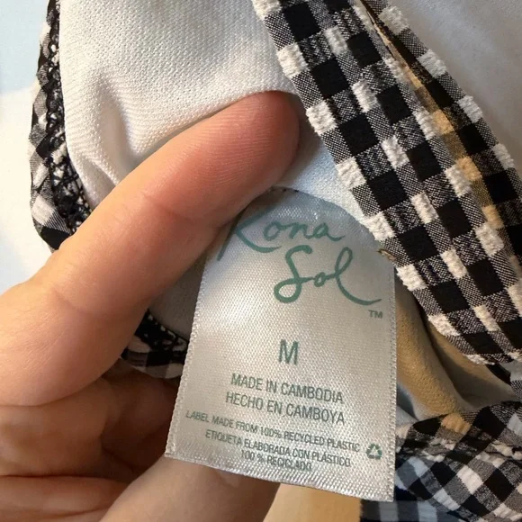 Kona Sol Gingham Black and White Swimsuit Medium - Picture 3 of 4